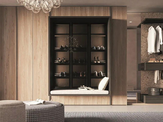 Custom L-shaped wardrobe with Shoe Cabinet Personalized PET Wardrobe Closet