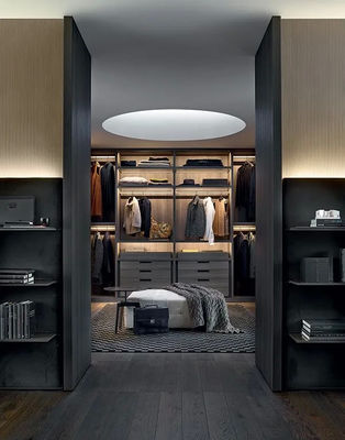 Bespoke Modern Wood Veneer Wardrobe Custom Walk-in Closet with Storage Cabinet