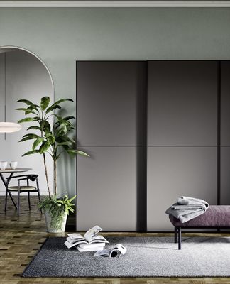 Custom Modern Grey Wardrobe Bespoke PET Closet with Shoe Rack