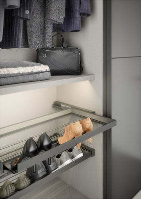 Custom Modern Grey Wardrobe Bespoke PET Closet with Shoe Rack
