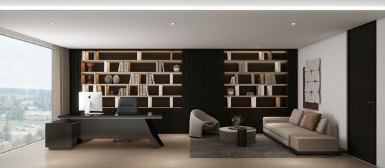 Modern Custom Bookshelf Design Office Desk Bespoke White And Black Bookshelf