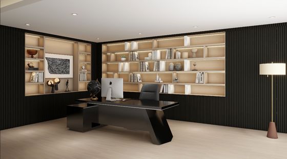 Modern Custom Bookshelf Design Office Desk Bespoke White And Black Bookshelf