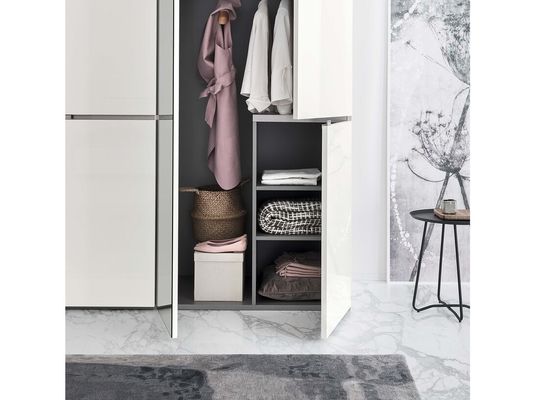 Custom White Lacquer Wardrobe Bespoke Modern Wardrobe with Mirror Door Penals