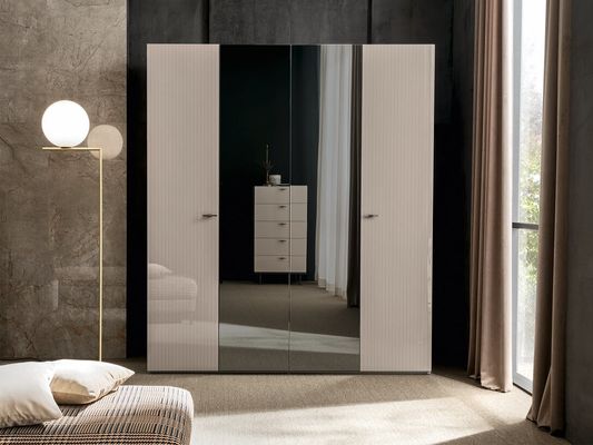 Bespoke Lacquer Wardrobe Modern Light Pink Wardrobe With Mirror Doors