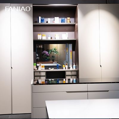 Modern White Customized Wardrobe Closet With Mirror Vanity Table Jewelry Cabinet