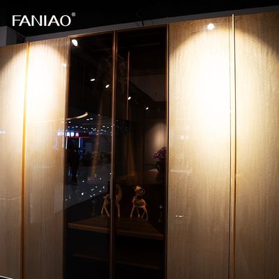Luxury Customized Wardrobe Closet UV Lacquer Gold Fitted Bedroom Wardrobe