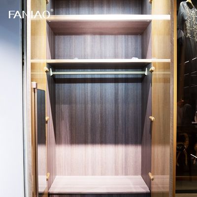 Luxury Customized Wardrobe Closet UV Lacquer Gold Fitted Bedroom Wardrobe