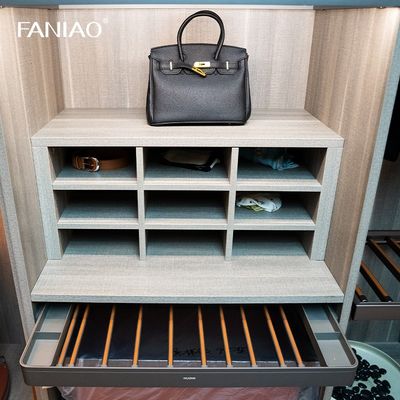 Solid Wood Customized Wardrobe Closet Modern Walk In Closet with Dress Mirror