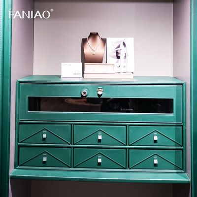 Green Walk-in Closet L-Shaped Wardrobe with Make-up Vanity