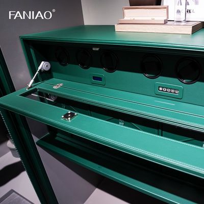 Green Walk-in Closet L-Shaped Wardrobe with Make-up Vanity