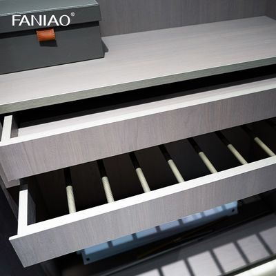 Modern Walk In Closet Furniture Custom Design With Wood Veneer Finished Doors