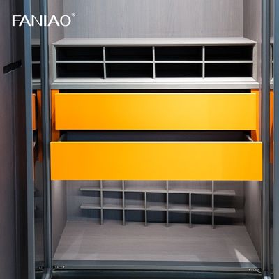 Modern Walk In Closet Furniture Custom Design With Wood Veneer Finished Doors