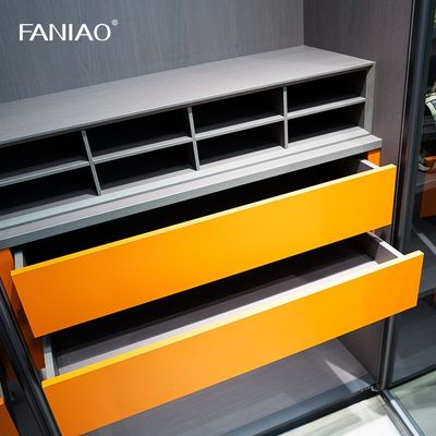 Modern Walk In Closet Furniture Custom Design With Wood Veneer Finished Doors
