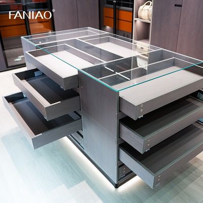 Modern Walk In Closet Furniture Custom Design With Wood Veneer Finished Doors