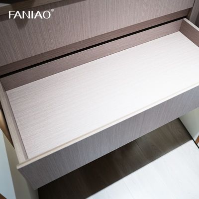 French Style Gray Custom Bedroom Wardrobe With Glass Door Recessed Handles