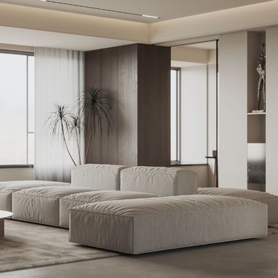 Creamy Whole House Design Contemporary Beige Home Furniture Kitchen Cabinet Design