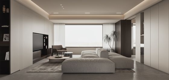 Creamy Whole House Design Contemporary Beige Home Furniture Kitchen Cabinet Design