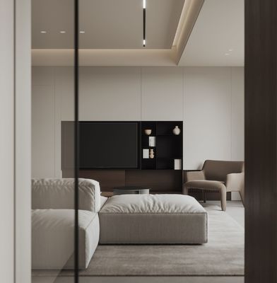 Creamy Whole House Design Contemporary Beige Home Furniture Kitchen Cabinet Design