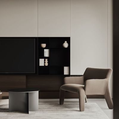 Creamy Whole House Design Contemporary Beige Home Furniture Kitchen Cabinet Design