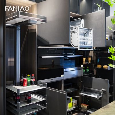 Customized Lacquer Kitchen Cabinet With PVC Door Panels Bespoke Kitchen System