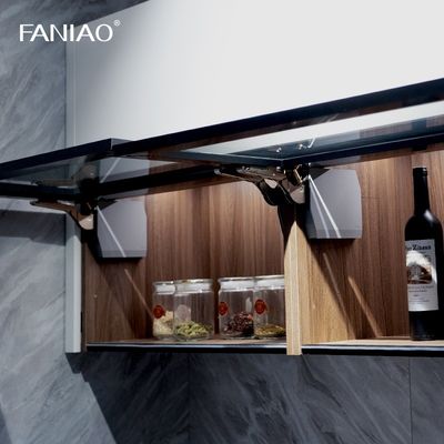 Modern White Black Custom Kitchen Cabinet Design EB Board With Dinning Table