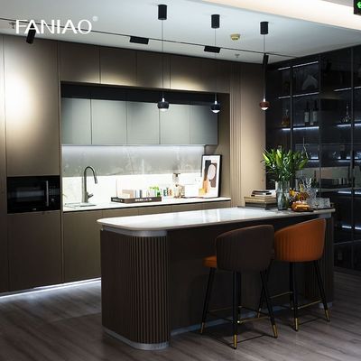 Custom Wood Veneer Kitchen Cabinet Classic Style With White Basin Wine Cabinet