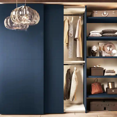 Blue Luxury Custom Wooden Bedroom Walking Closet And Wardrobe