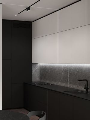 Modern Melamine Modern Showcase One-Wall Kitchen Cabinets