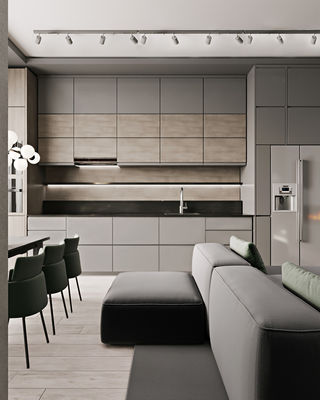 Modern Grey Kitchen Cabinets Custom Home furniture Full Set