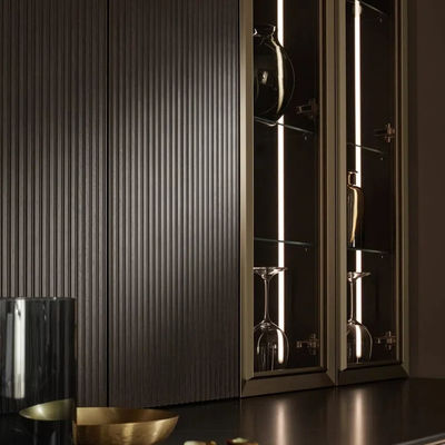 2024 New Custom Color Design Luxury Wood Veneer Kitchen Cabinet With Island Cupboards For Kitchen