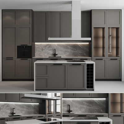 Ready to Assemble Modern Design Custom Island PVC Cabinet Kitchen Wood Cabinet Kitchen