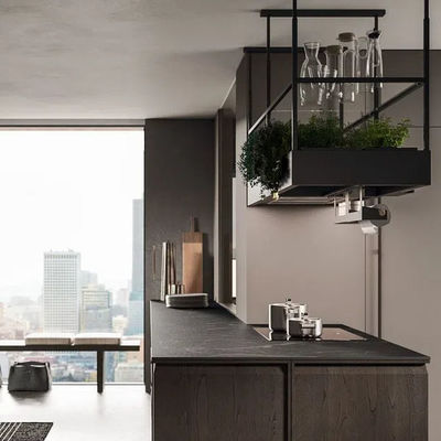 Wood Grain Kitchen Cabinet Furniture Kitchen Cabinet Full Set Customized Storage Kitchen Cabinet