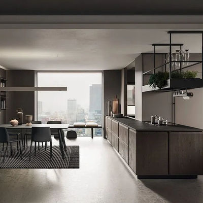 Wood Grain Kitchen Cabinet Furniture Kitchen Cabinet Full Set Customized Storage Kitchen Cabinet