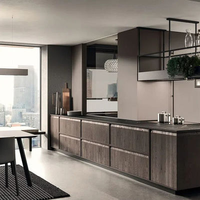 Wood Grain Kitchen Cabinet Furniture Kitchen Cabinet Full Set Customized Storage Kitchen Cabinet