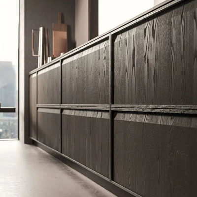 Wood Grain Kitchen Cabinet Furniture Kitchen Cabinet Full Set Customized Storage Kitchen Cabinet
