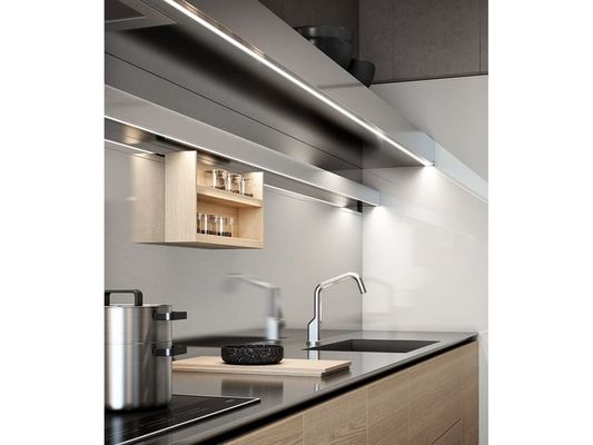 Modern Designs High End Affordable Custom Furniture Stainless Steel Melamine Kitchen Cabinets with LED Lighting