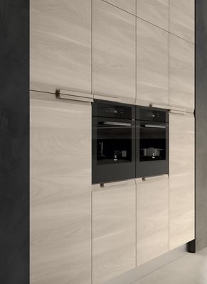 New Modular Structure Matt Wood And Aluminium Kitchen Cabinet Designs