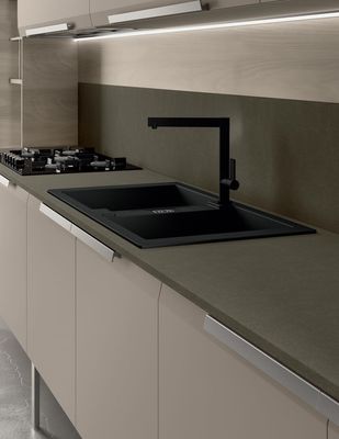 New Modular Structure Matt Wood And Aluminium Kitchen Cabinet Designs