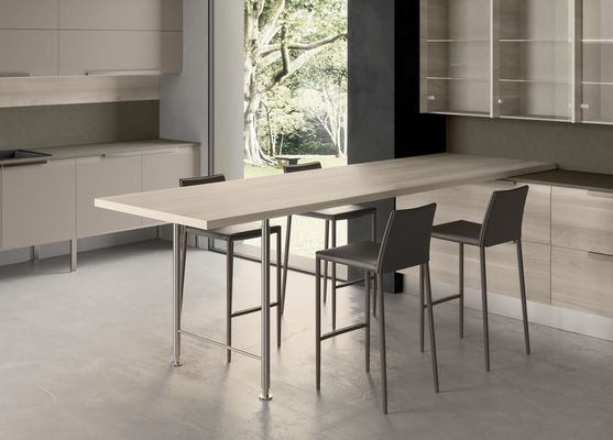 New Modular Structure Matt Wood And Aluminium Kitchen Cabinet Designs