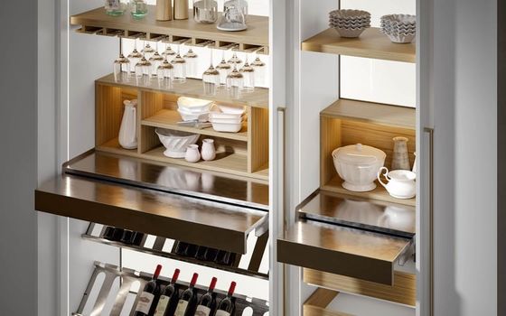 Free Design Modern Kitchen Cabinet With Glass Door Natural Oak Wood Matt Lacquer Kitchen Cabinet