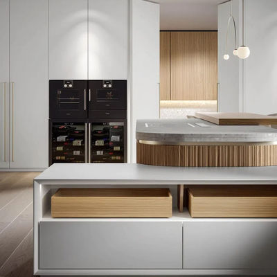 Free Design Modern Kitchen Cabinet With Glass Door Natural Oak Wood Matt Lacquer Kitchen Cabinet