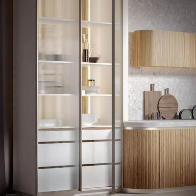 Free Design Modern Kitchen Cabinet With Glass Door Natural Oak Wood Matt Lacquer Kitchen Cabinet