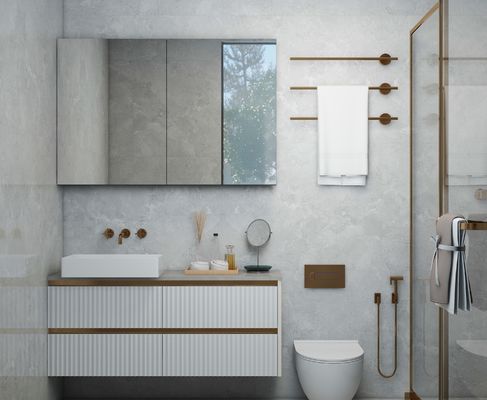 Modern Vanity Slate Countertop Pvc Toilet Bathroom Cabinet With Sink And Mirror