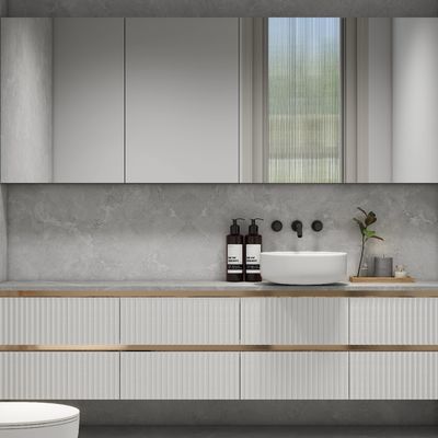 Modern Vanity Slate Countertop Pvc Toilet Bathroom Cabinet With Sink And Mirror