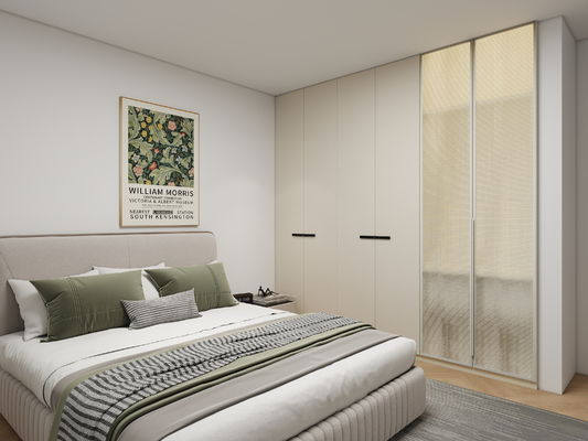 Modern Storage Bedroom Furniture Customized Closet Glass Door Walk In Wooden Wardrobe With Mirror