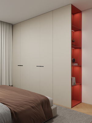 Modern Storage Bedroom Furniture Customized Closet Glass Door Walk In Wooden Wardrobe With Mirror