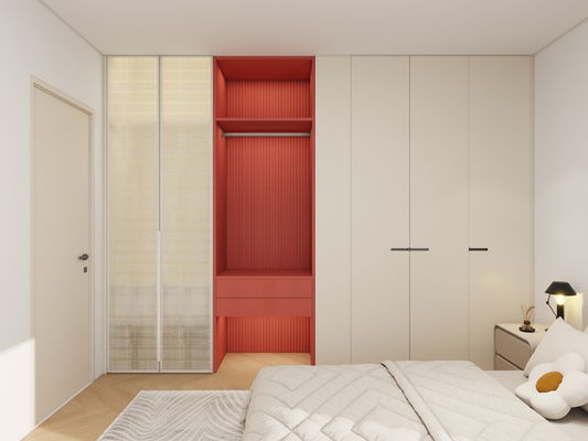 Modern Storage Bedroom Furniture Customized Closet Glass Door Walk In Wooden Wardrobe With Mirror
