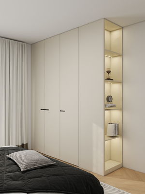 Modern Custom Clothes Organizer Storage Closet Cabinet Glass Door Wood Walk In Wardrobe