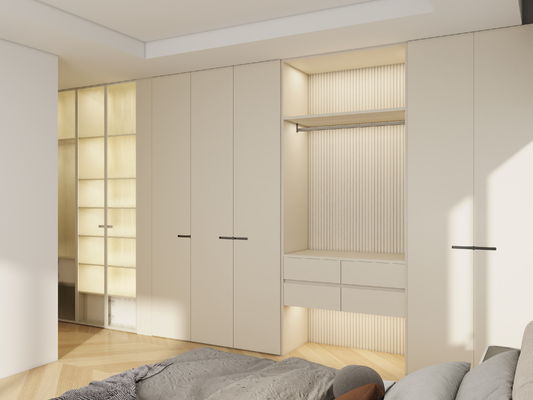 Modern Custom Clothes Organizer Storage Closet Cabinet Glass Door Wood Walk In Wardrobe