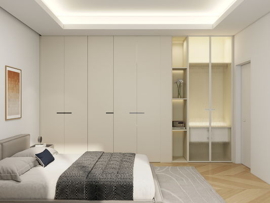 Modern Custom Clothes Organizer Storage Closet Cabinet Glass Door Wood Walk In Wardrobe